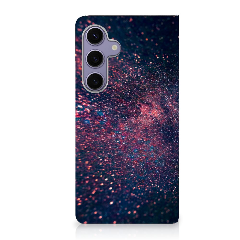 Samsung Galaxy S24 Plus Stand Case Stars design sterren glitter paarse blauwe achtergrond