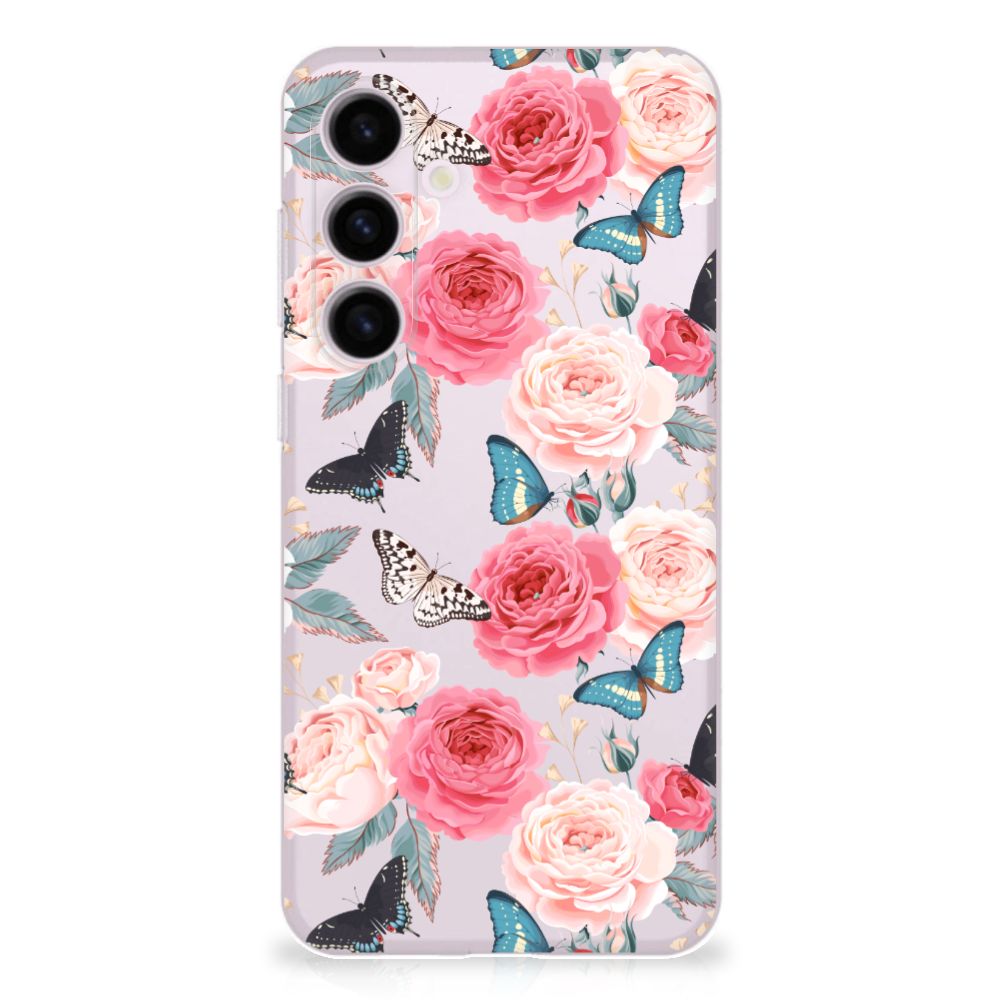 Samsung Galaxy S24 Plus TPU Case Butterfly Roses achterkant