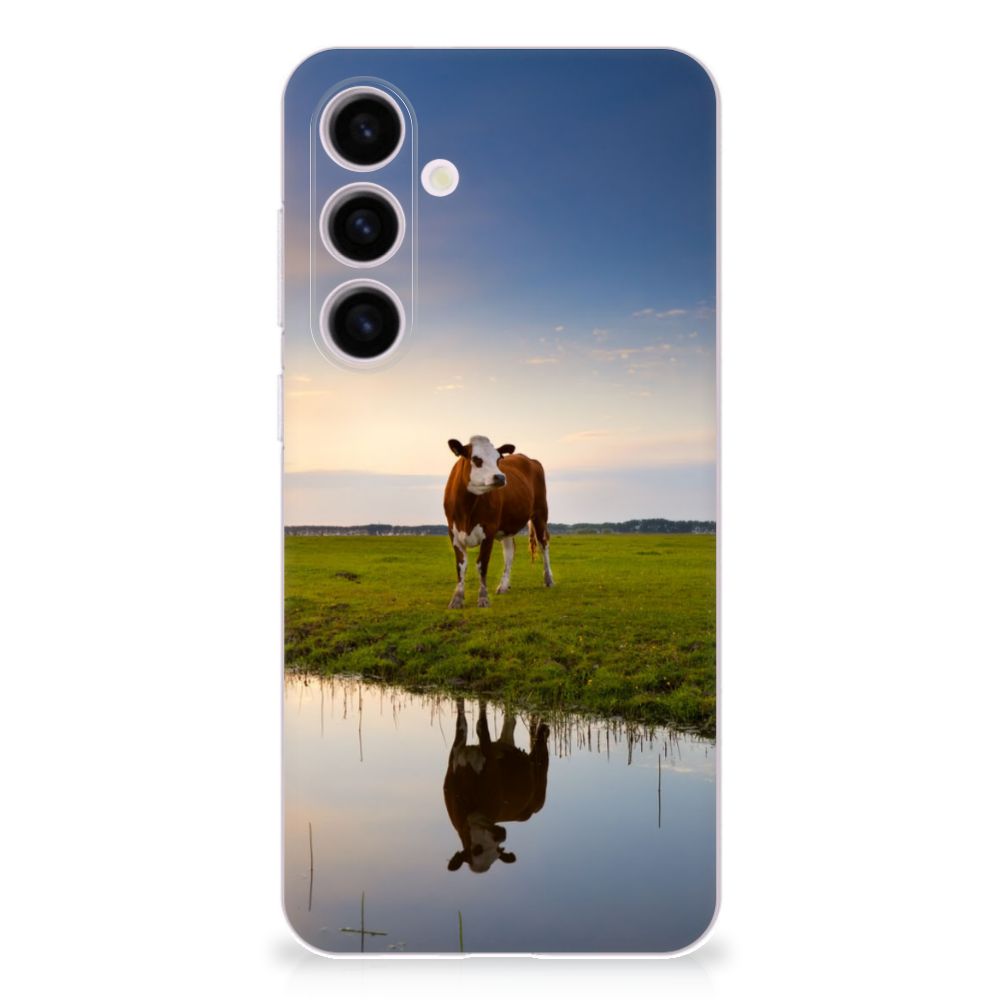 Samsung Galaxy S24 Plus TPU Hoesje Koe koe ondergaande zon natuur