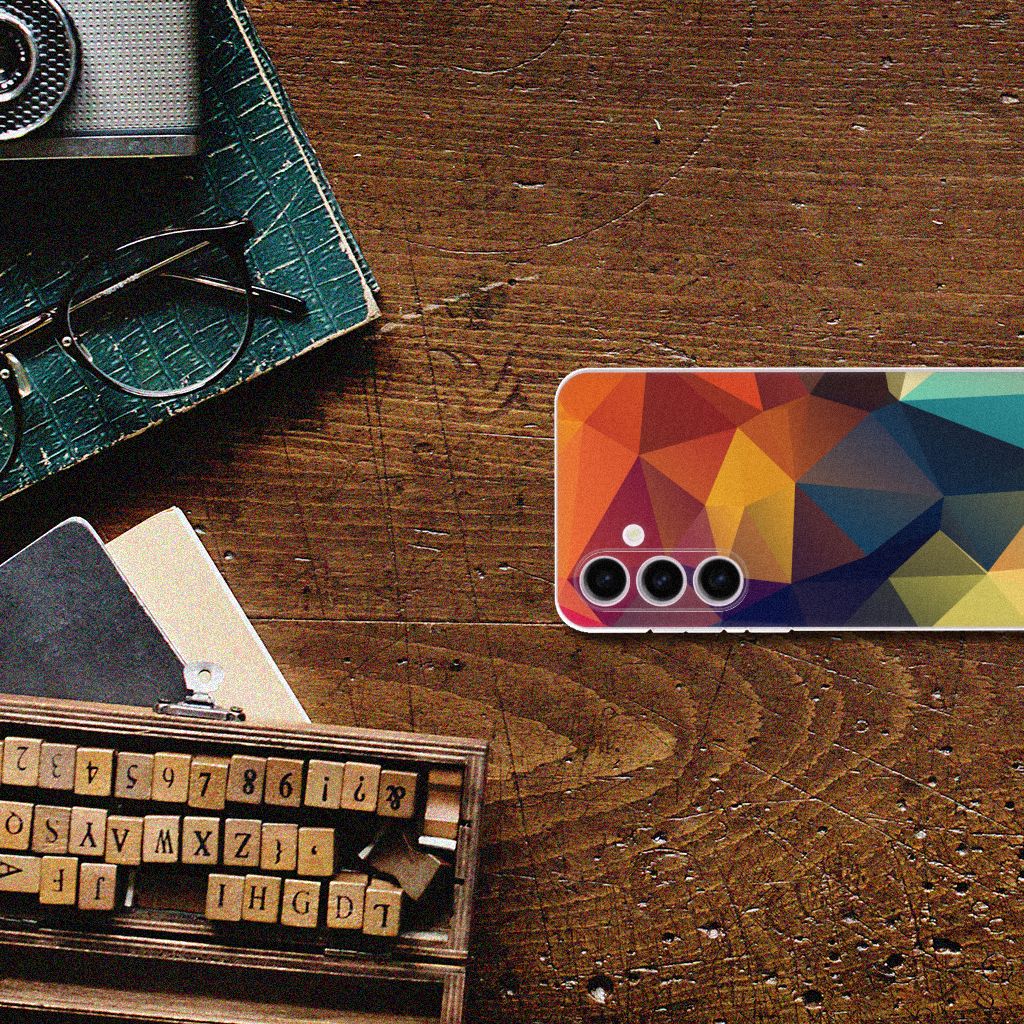 Samsung Galaxy S24 Plus TPU Hoesje Polygon Color kleurrijk patroon diagonale vormen
