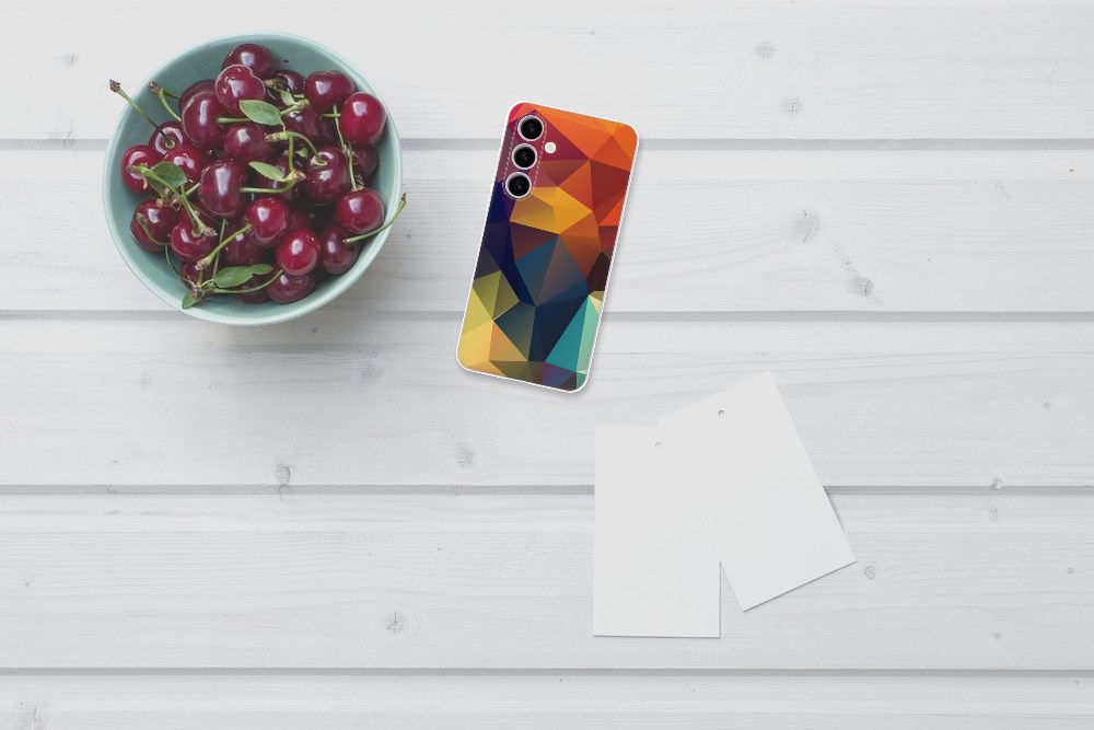 Samsung Galaxy S24 Plus TPU Hoesje Polygon Color kleurrijk abstract patroon bovenaanzicht