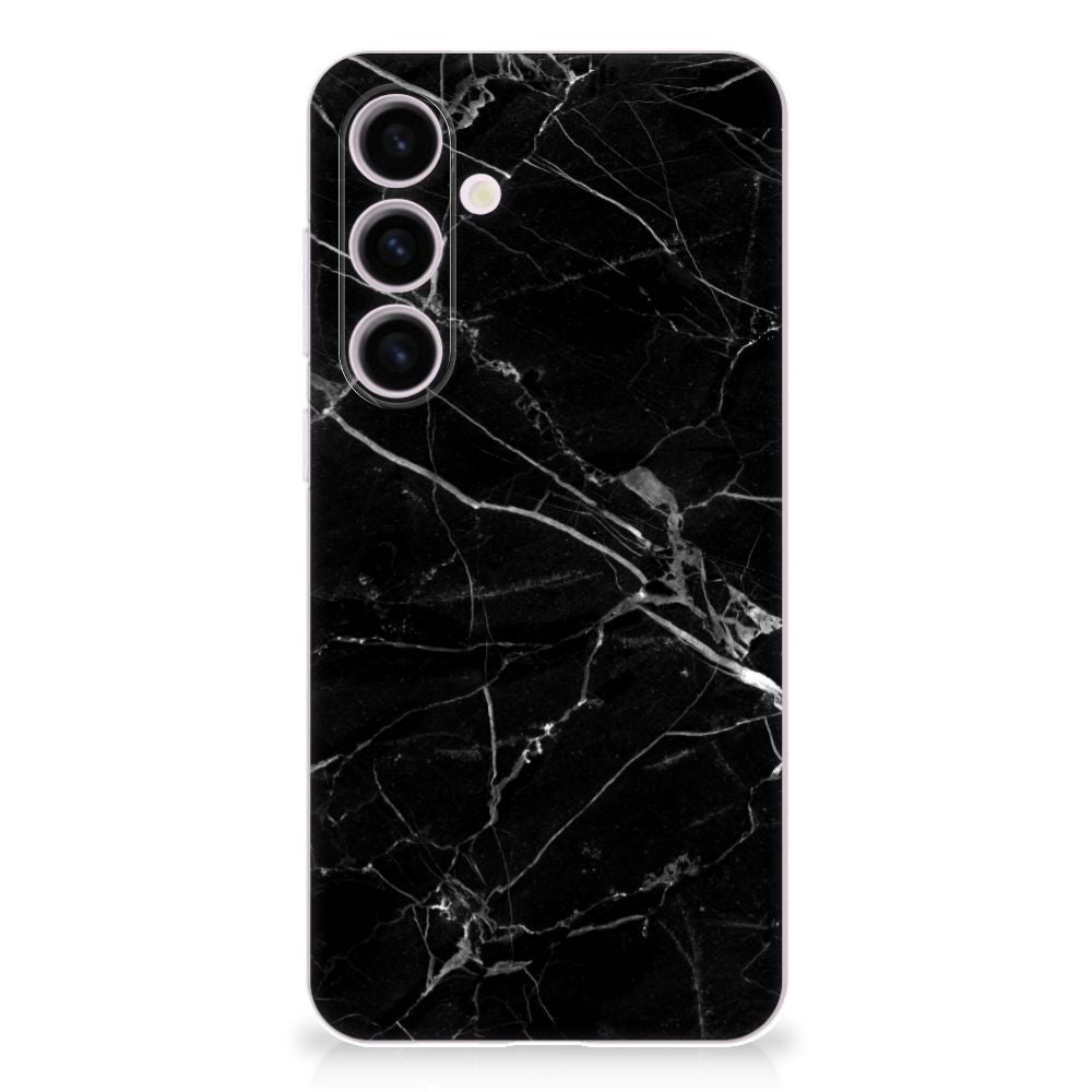 Samsung Galaxy S24 Plus TPU Siliconen Hoesje Marmer Zwart - Origineel Cadeau Vader met elegant zwart marmer ontwerp.