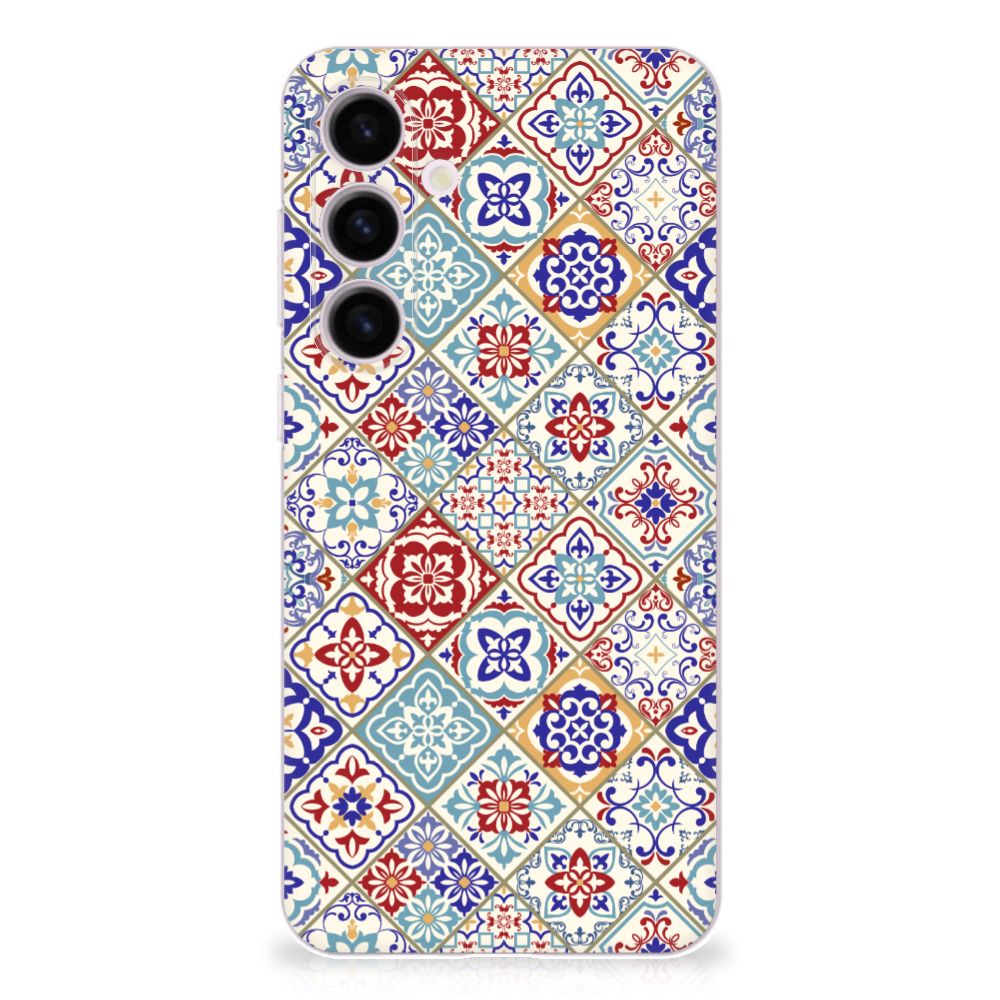 Samsung Galaxy S24 Plus TPU Siliconen Hoesje Tiles Color met kleurrijk tegelontwerp, perfect als cadeau voor stijl en bescherming.