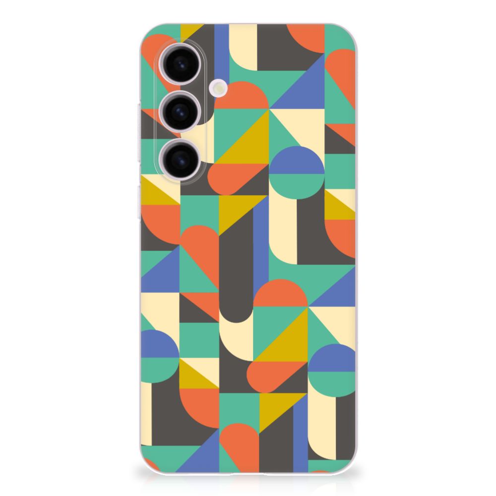 Samsung Galaxy S24 Plus TPU bumper Funky Retro design geometrisch patroon achterkant
