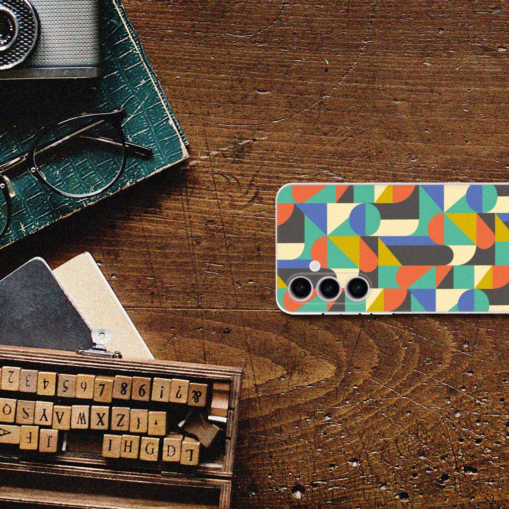 Samsung Galaxy S24 Plus TPU bumper Funky Retro designhoesje bovenaanzicht