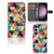 Samsung Galaxy S24 Plus Telefoon Hoesje Geruit kleurrijk ruitjes design bookcase aanzicht