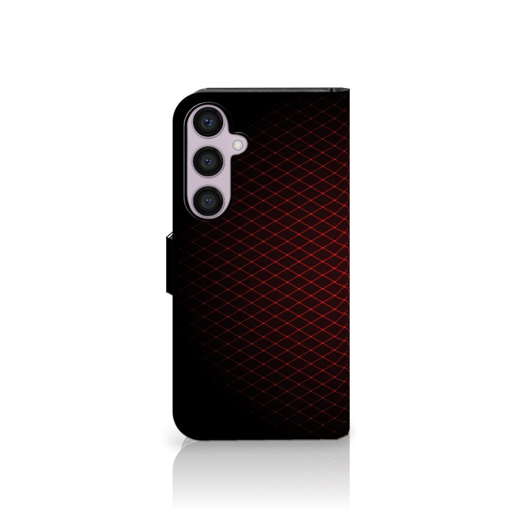 Samsung Galaxy S24 Plus Telefoon Hoesje Geruit Rood met een minimalistisch zwart-rood design.