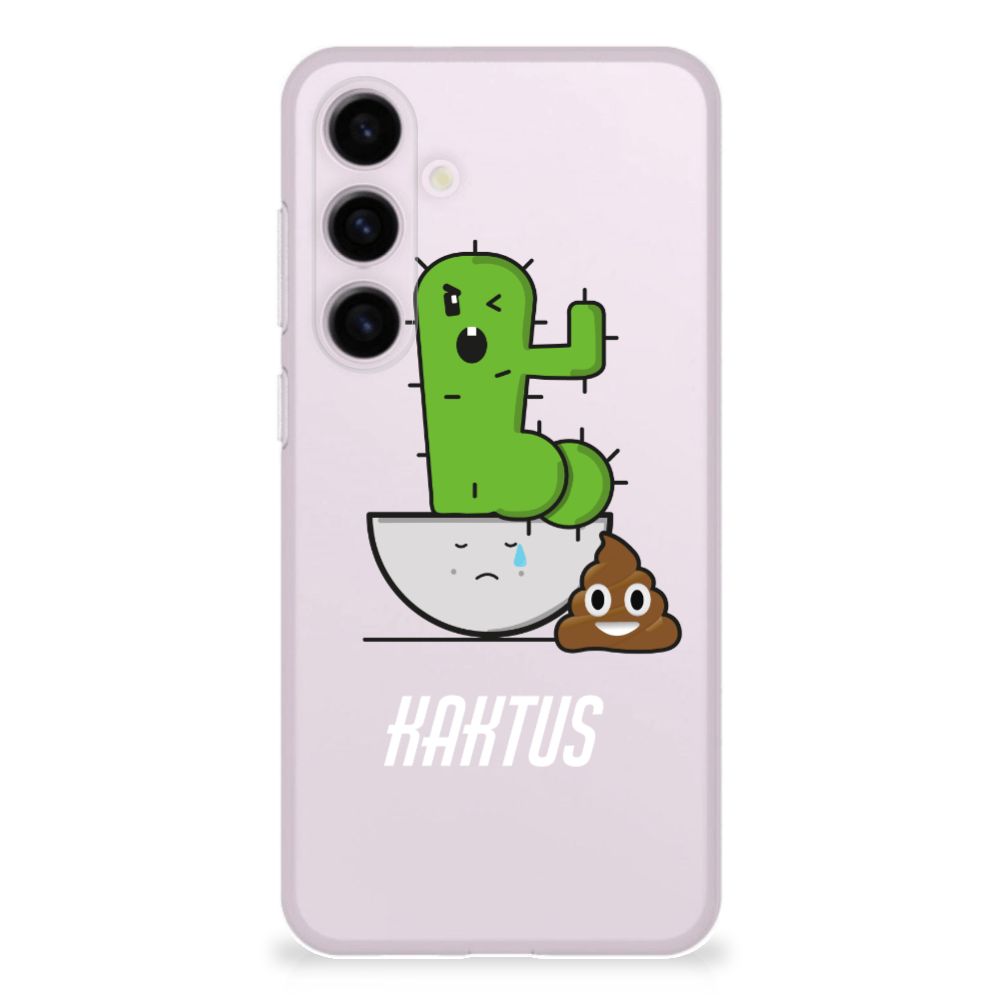 Samsung Galaxy S24 Plus Telefoonhoesje met Naam Cactus Poo cactus design achterkant