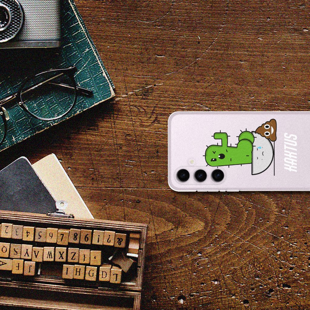 Samsung Galaxy S24 Plus Telefoonhoesje met Naam Cactus Poo cactus design bovenaanzicht
