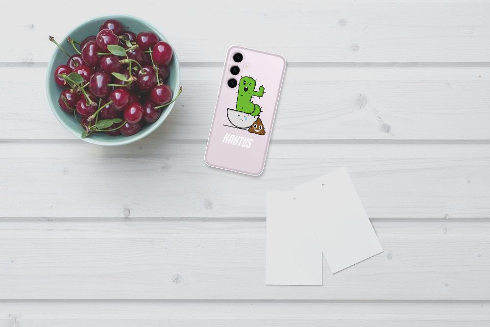 Samsung Galaxy S24 Plus Telefoonhoesje met Naam Cactus Poo design bovenaanzicht