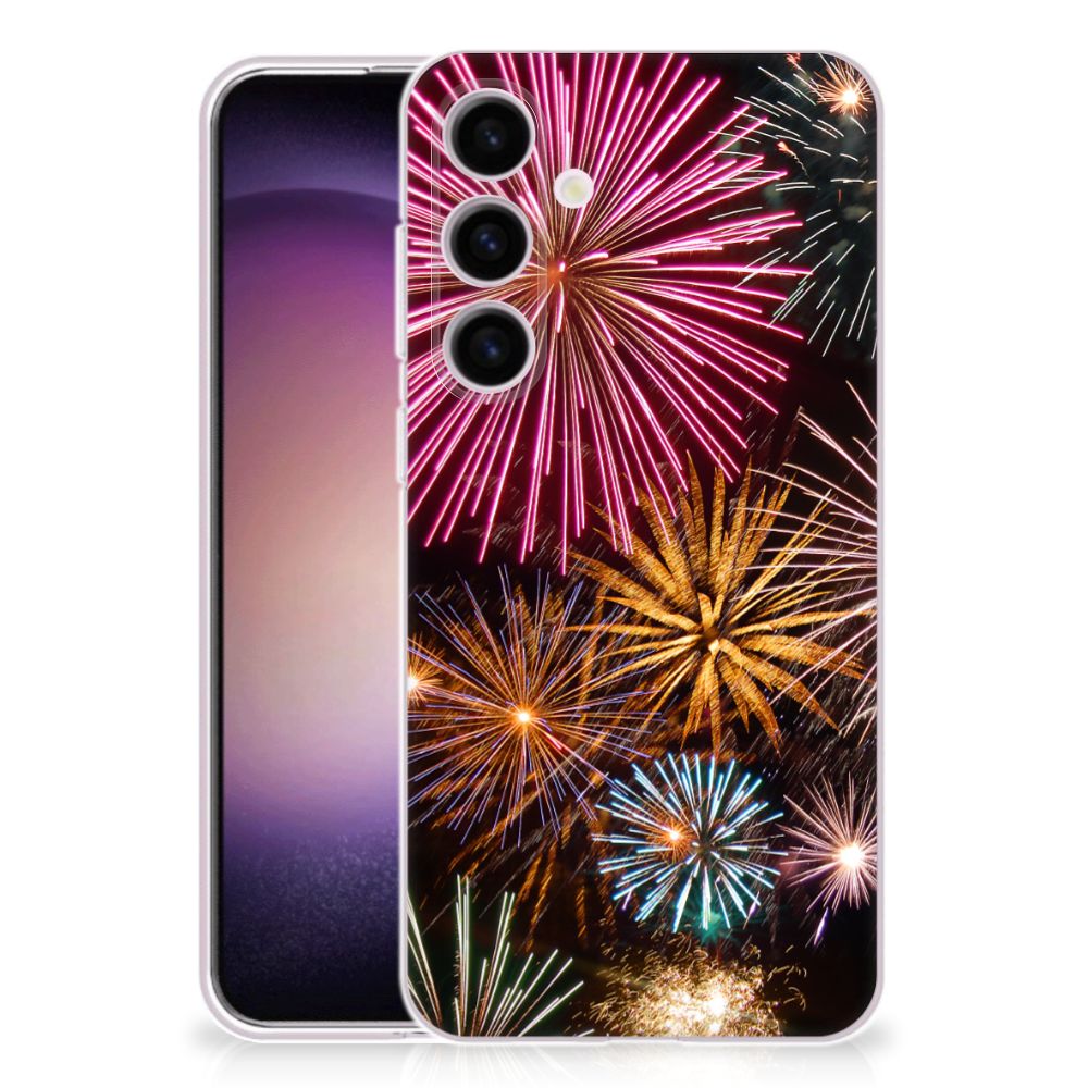 Samsung Galaxy S24 Silicone Back Cover Vuurwerk vuurwerk design voorkant