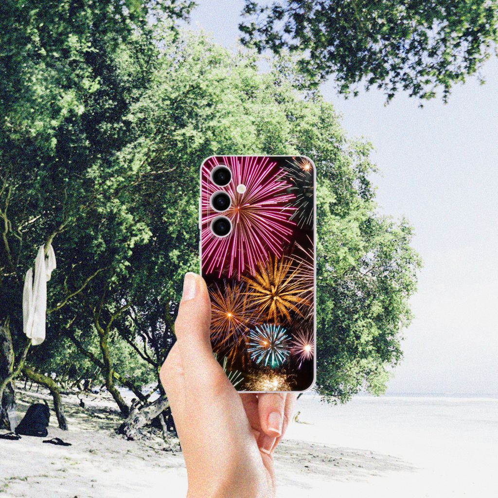 Samsung Galaxy S24 Silicone Back Cover Vuurwerk siervuurwerk design hand strand