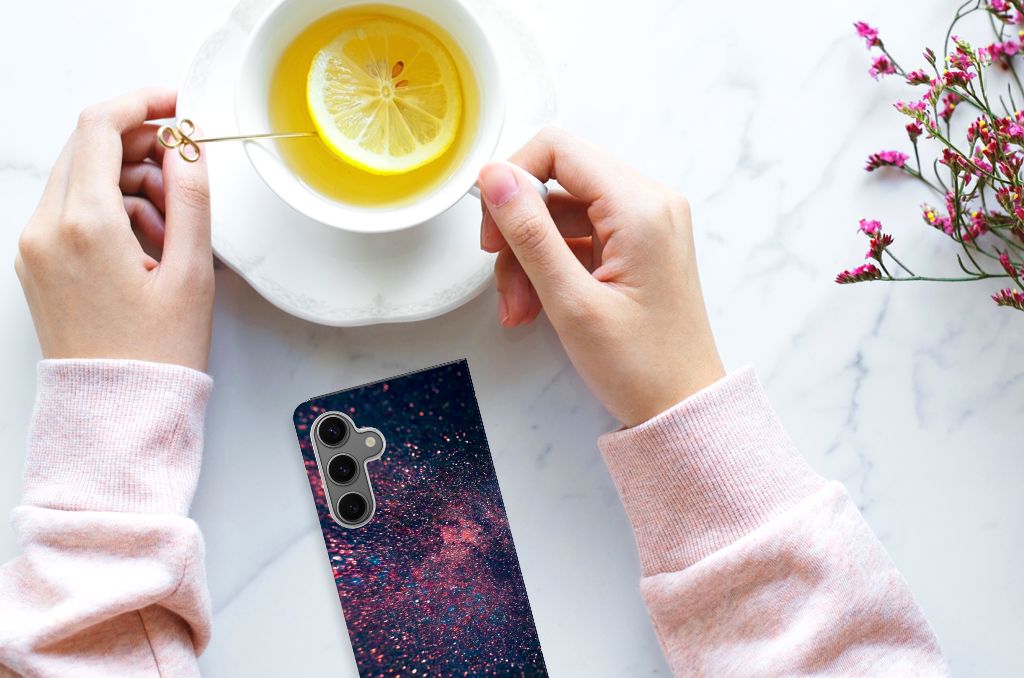 Samsung Galaxy S24 Stand Case Stars design sterren paarse blauwe kleur