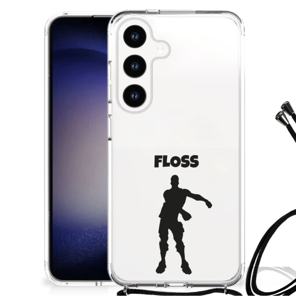 Samsung Galaxy S24 Stevig Bumper Hoesje Floss achterkant transparant ontwerp