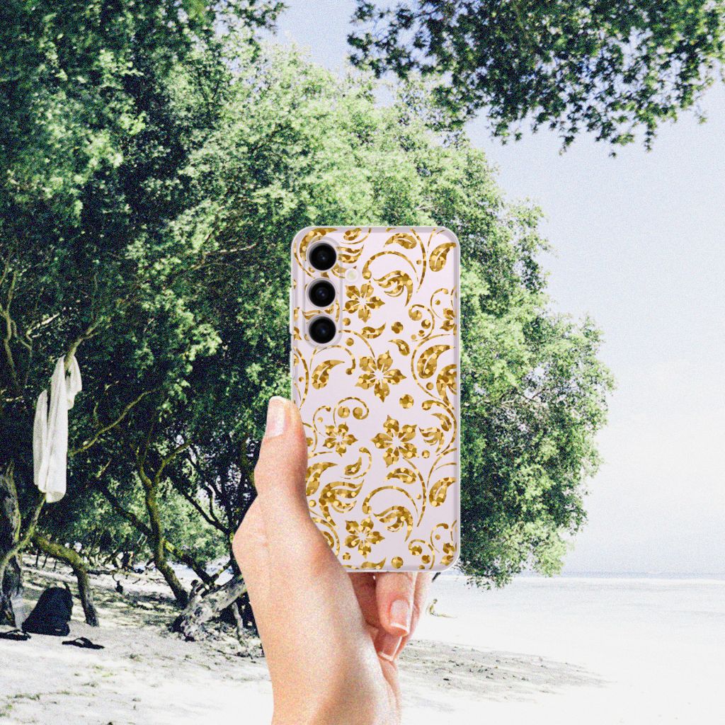 Samsung Galaxy S24 TPU Case Gouden Bloemen B2C Telecom