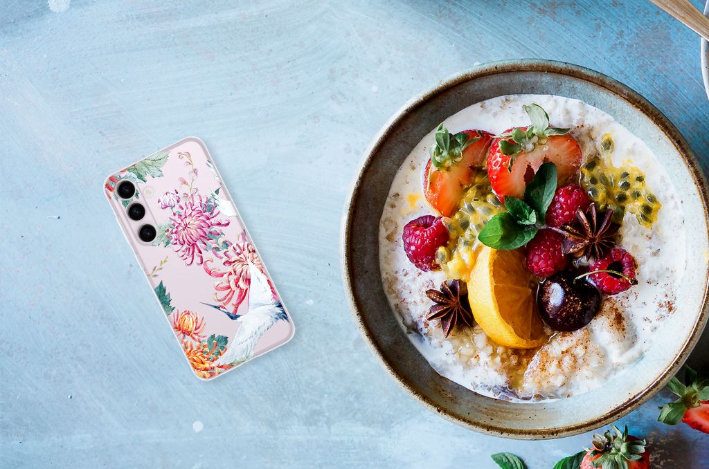 Samsung Galaxy S24 TPU Hoesje Bird Flowers B2C Telecom