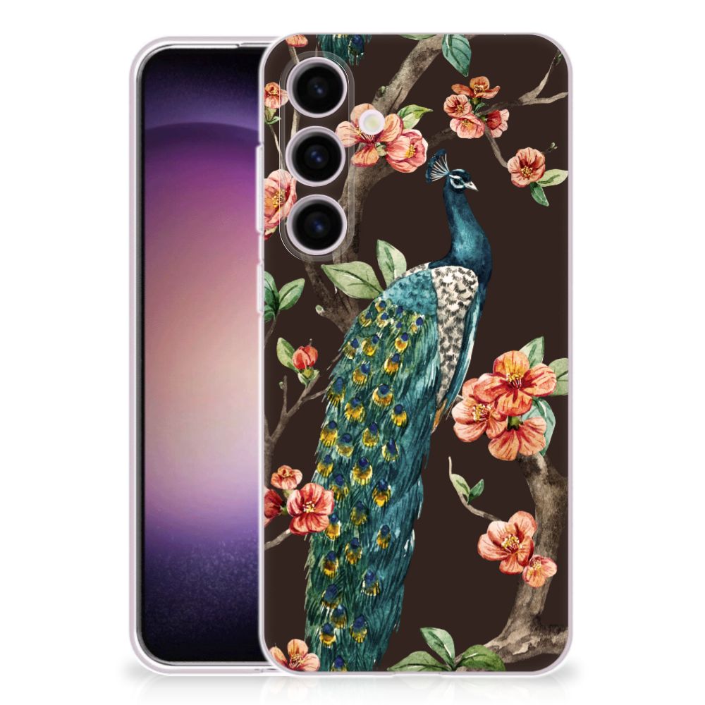 Samsung Galaxy S24 TPU Hoesje Pauw met Bloemen B2C Telecom