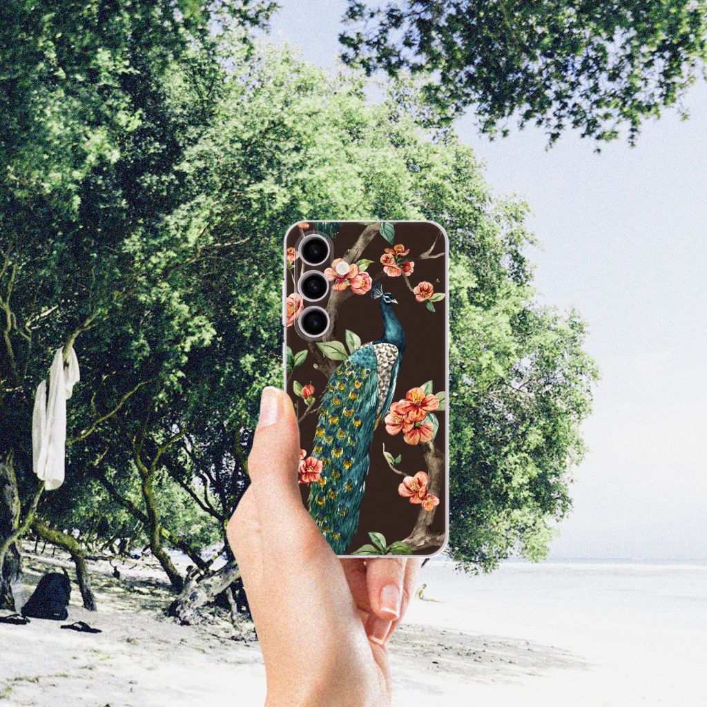 Samsung Galaxy S24 TPU Hoesje Pauw met Bloemen B2C Telecom