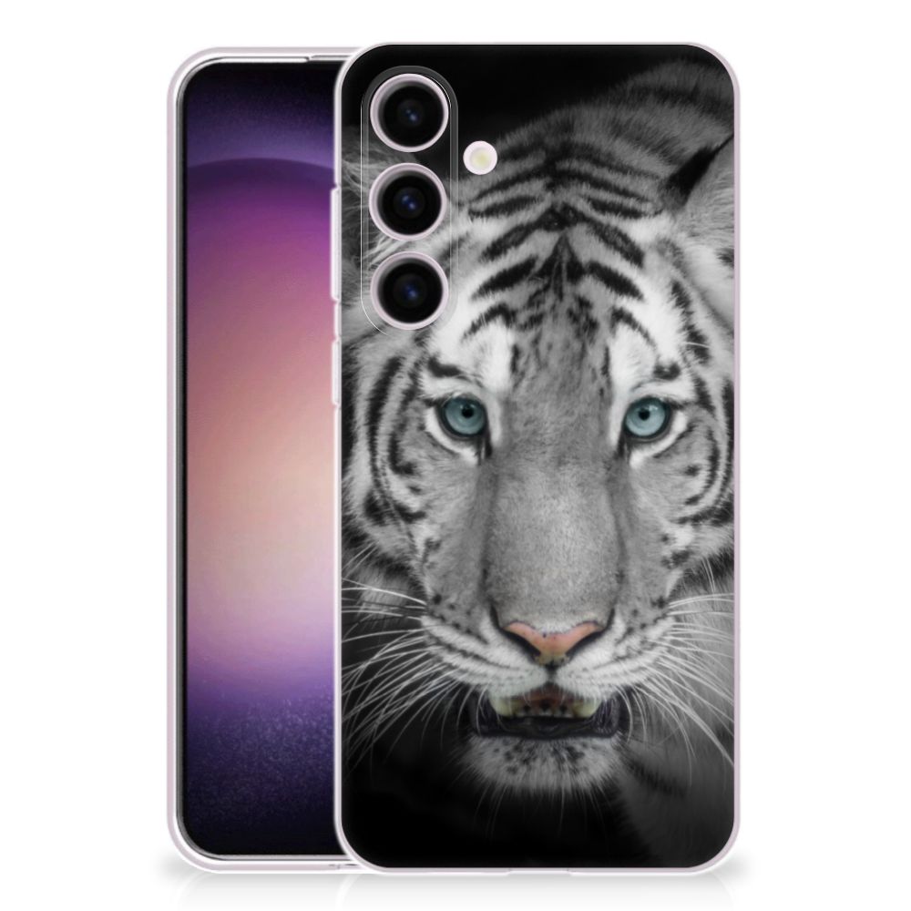 Samsung Galaxy S24 TPU Hoesje Tijger witte tijger voorkant