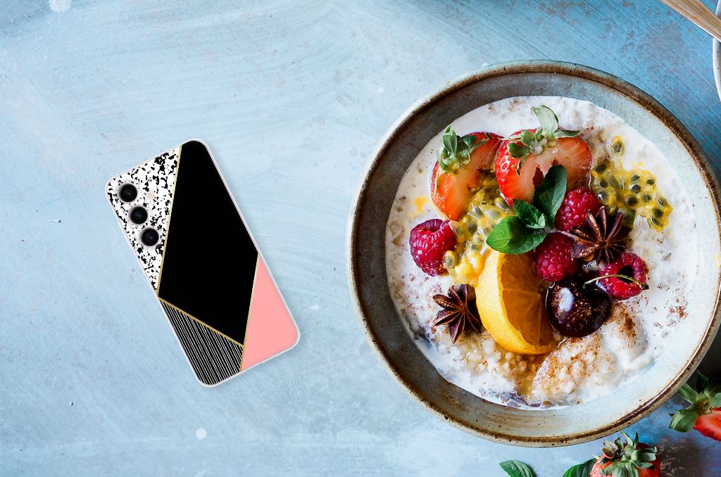 Samsung Galaxy S24 TPU Hoesje Zwart Roze Vormen B2C Telecom