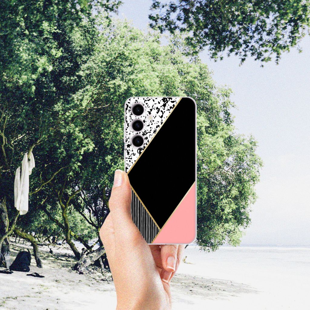 Samsung Galaxy S24 TPU Hoesje Zwart Roze Vormen B2C Telecom