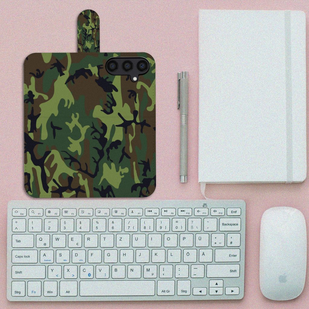 Samsung Galaxy S24 Telefoon Hoesje Army Dark camouflage print design bovenaanzicht