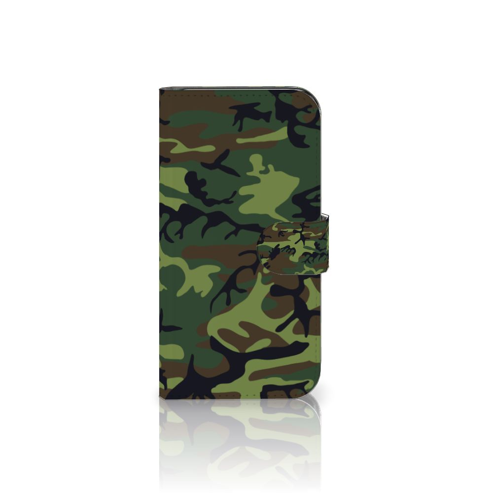 Samsung Galaxy S24 Telefoon Hoesje Army Dark camouflage print boekhoesje voorkant