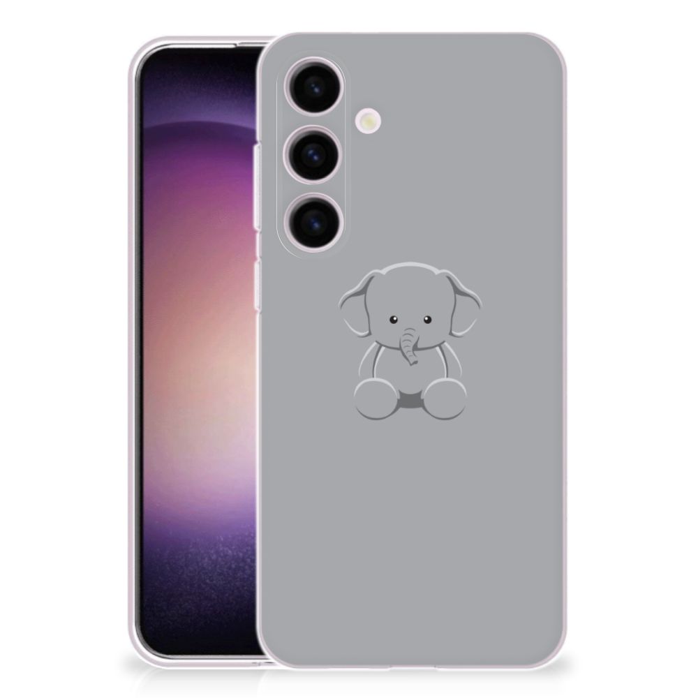 Samsung Galaxy S24 Telefoonhoesje met Naam Grijs Baby Olifant B2C Telecom