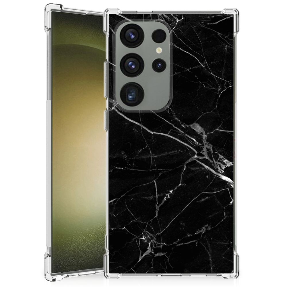 Samsung Galaxy S24 Ultra Anti-Shock Hoesje Marmer Zwart - Origineel Cadeau Vader B2C Telecom