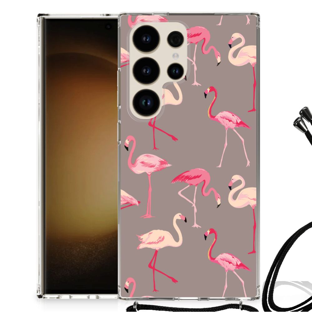 Samsung Galaxy S24 Ultra Case Anti-shock Flamingo flamingo design zijaanzicht