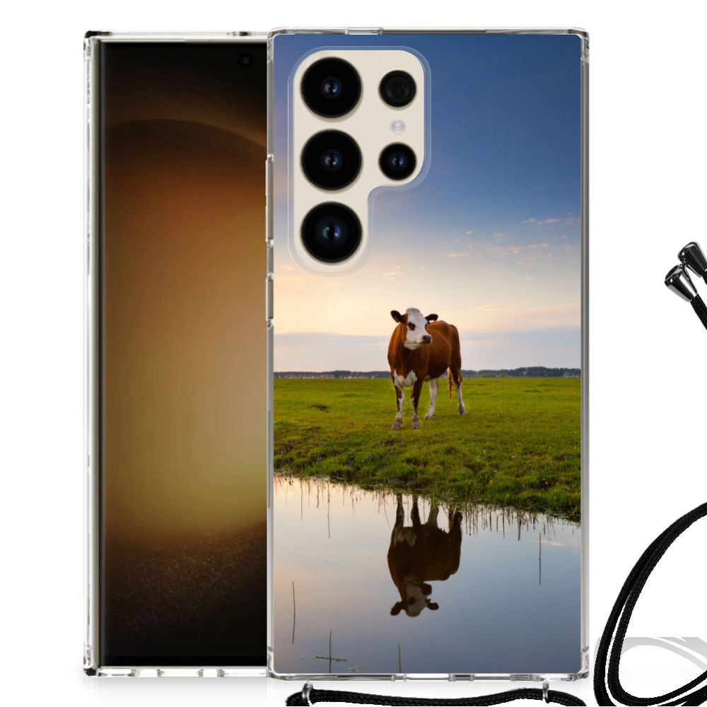 Samsung Galaxy S24 Ultra Case Anti-shock Koe telefoonhoesje koe weide reflectie
