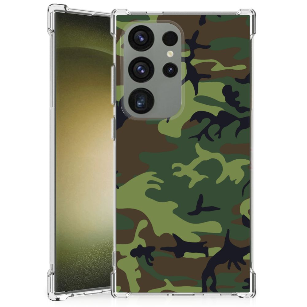Samsung Galaxy S24 Ultra Doorzichtige Silicone Hoesje Army Dark B2C Telecom
