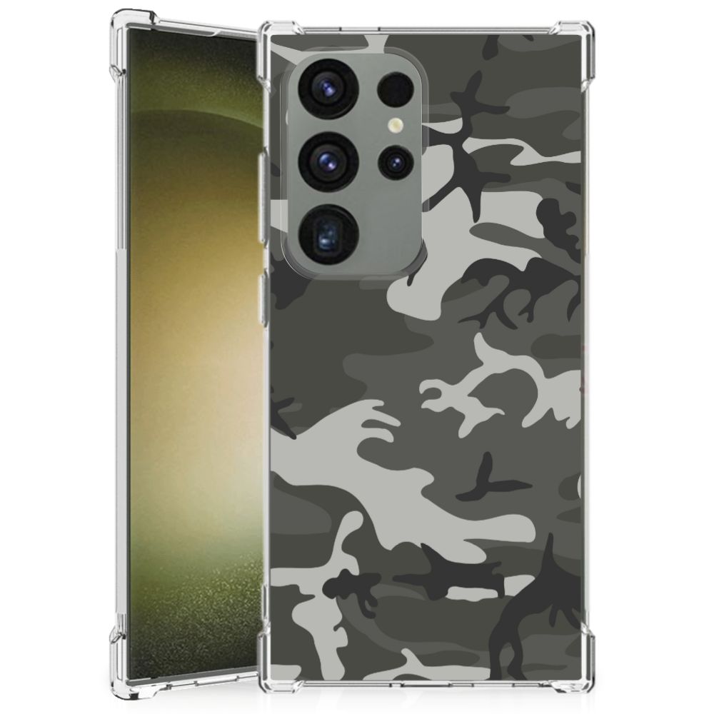 Samsung Galaxy S24 Ultra Doorzichtige Silicone Hoesje Army Light B2C Telecom