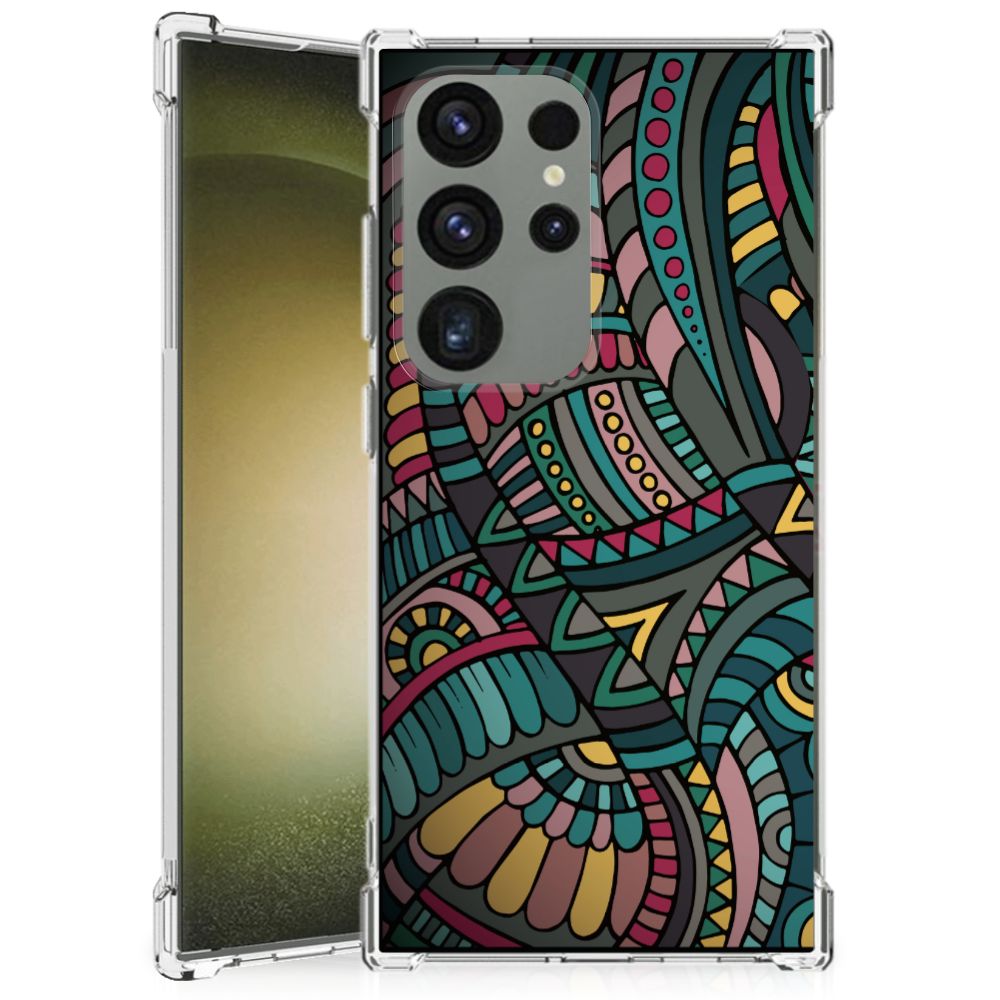 Samsung Galaxy S24 Ultra Doorzichtige Silicone Hoesje Aztec B2C Telecom