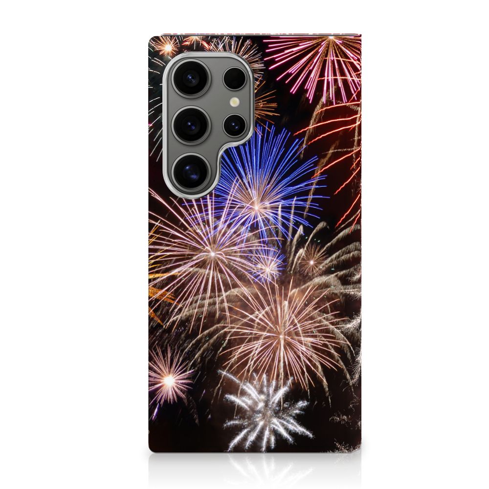 Samsung Galaxy S24 Ultra Hippe Standcase Vuurwerk siervuurwerk ontwerp voorkant