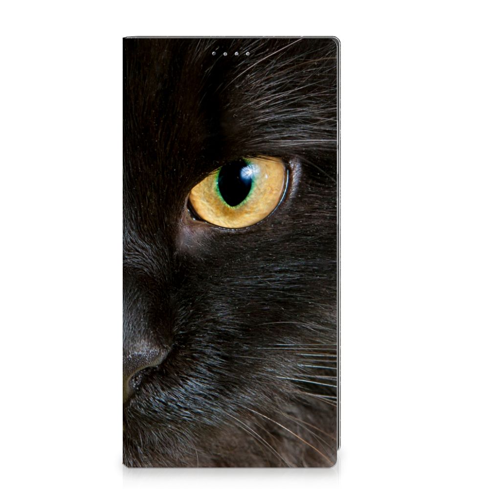 Samsung Galaxy S24 Ultra Hoesje maken Zwarte Kat stand case zwart kat close-up oog