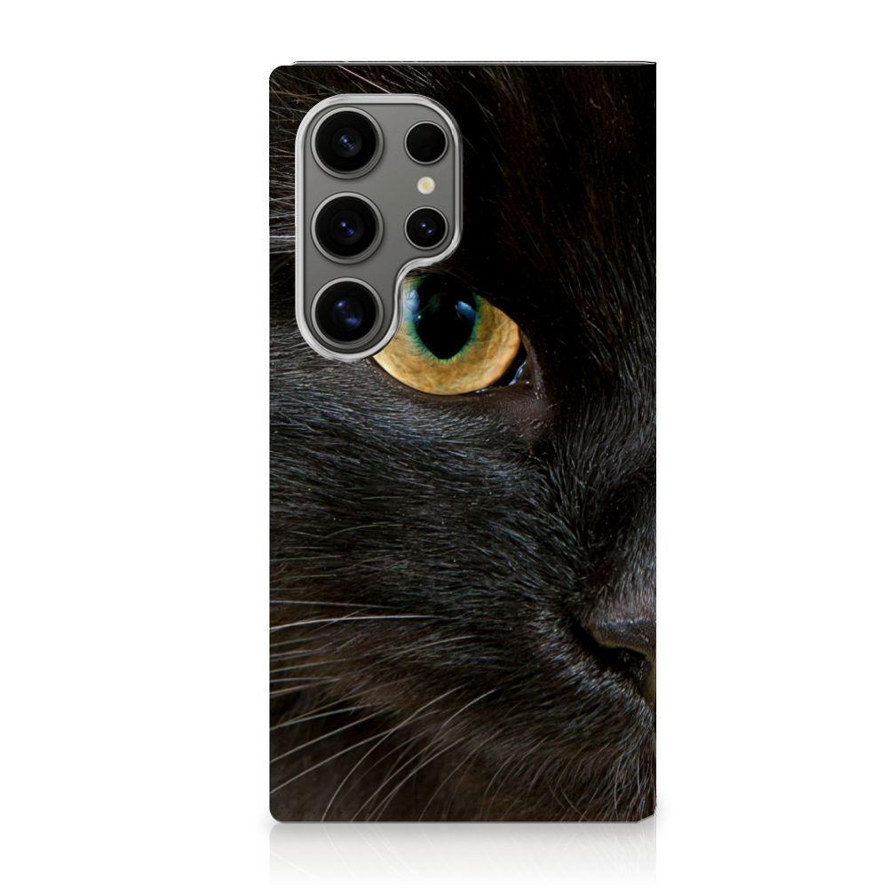 Samsung Galaxy S24 Ultra Hoesje maken Zwarte Kat design zwart kat aanzicht