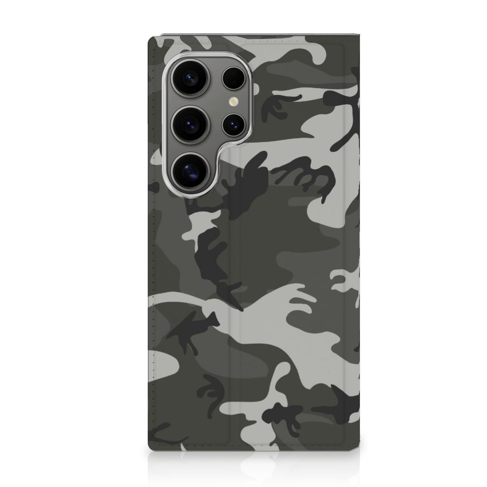 Samsung Galaxy S24 Ultra Hoesje met Magneet Army Light camouflage design achterkant