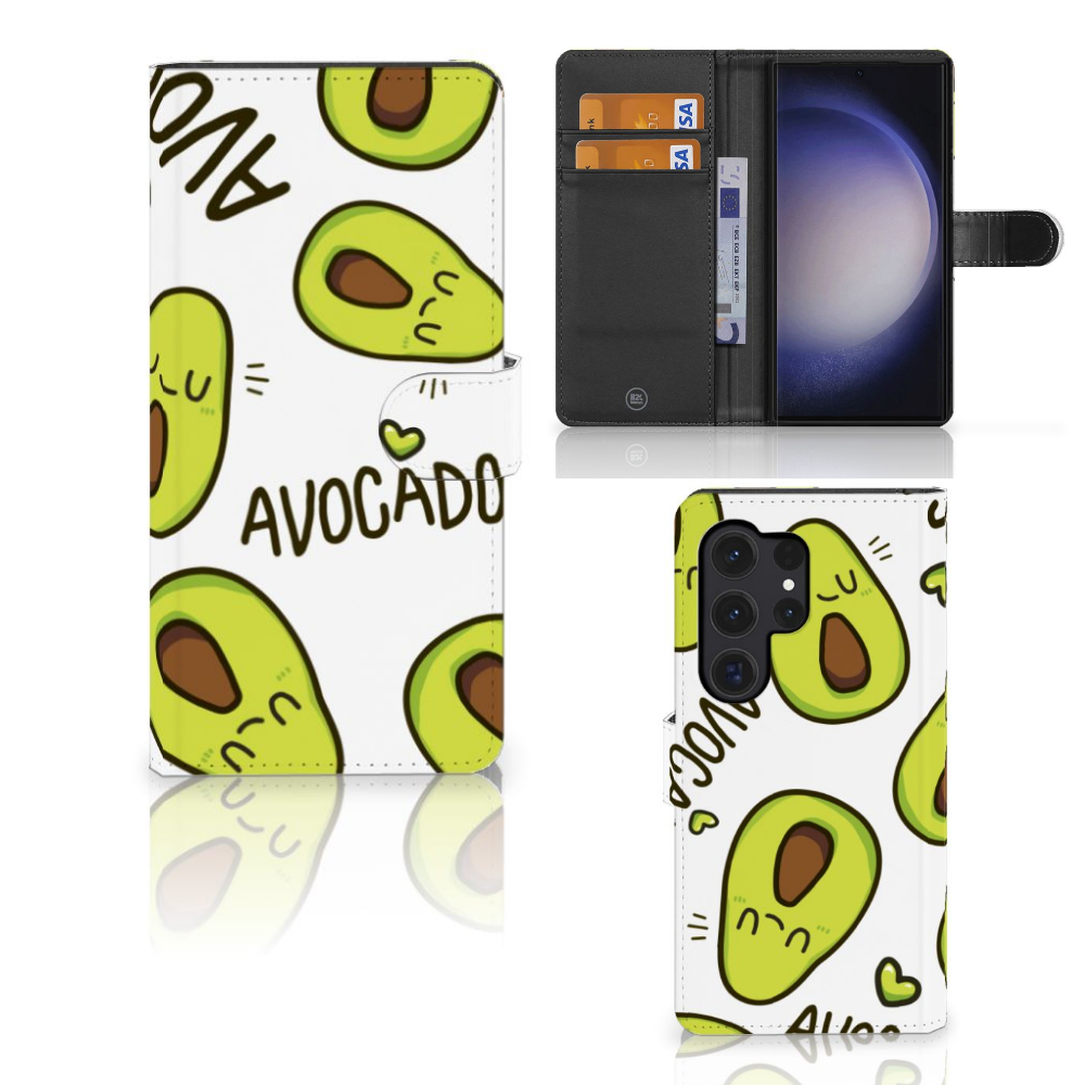 Samsung Galaxy S24 Ultra Leuk Hoesje Avocado Singing hoesje avocado design voorkant en binnenkant