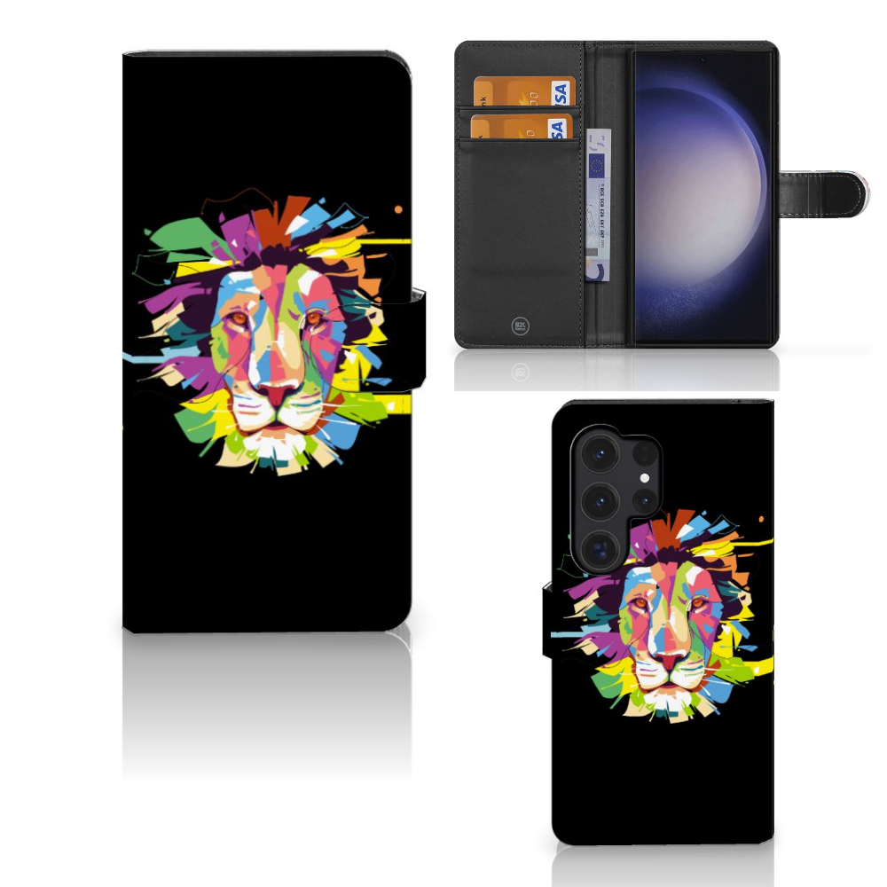 Samsung Galaxy S24 Ultra Leuk Hoesje Lion Color vooraan zijaanzicht binnenkant