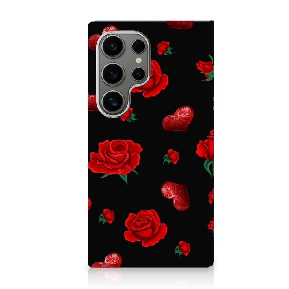 Samsung Galaxy S24 Ultra Magnet Case Valentine telefoonhoesje rozen harten design voorkant