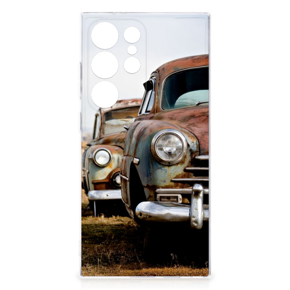 Samsung Galaxy S24 Ultra Siliconen Hoesje met foto Vintage Auto