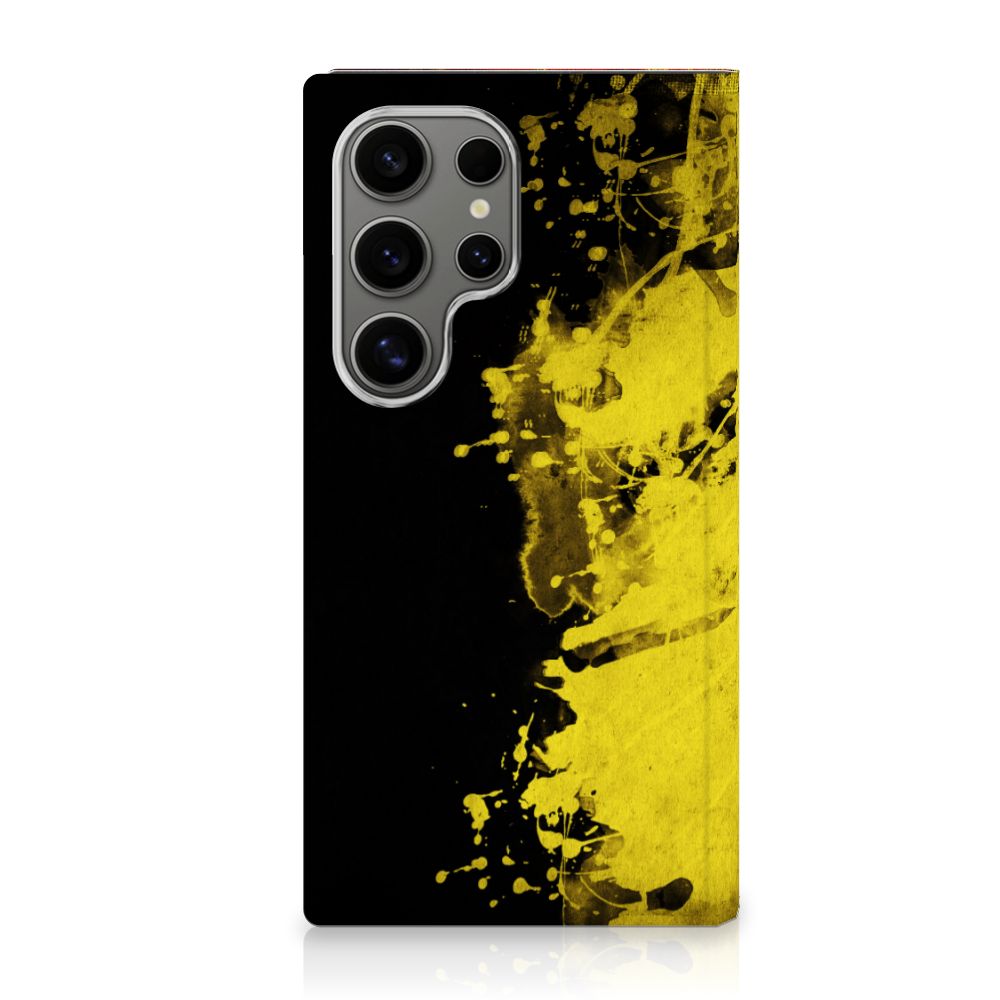 Samsung Galaxy S24 Ultra Standcase België design geel zwart aanzicht