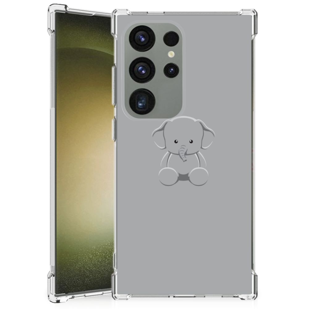 Samsung Galaxy S24 Ultra Stevig Bumper Hoesje Grijs Baby Olifant B2C Telecom