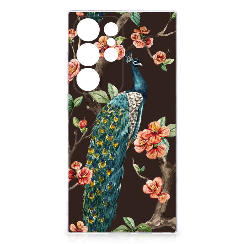 Samsung Galaxy S24 Ultra TPU Hoesje Pauw met Bloemen - Bescherming en uitstraling met een duurzaam design 🌸