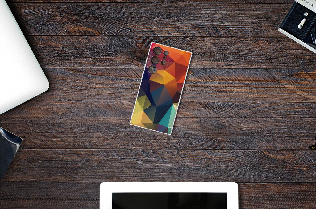 Samsung Galaxy S24 Ultra TPU Hoesje Polygon Color kleurrijk abstract design aanzicht