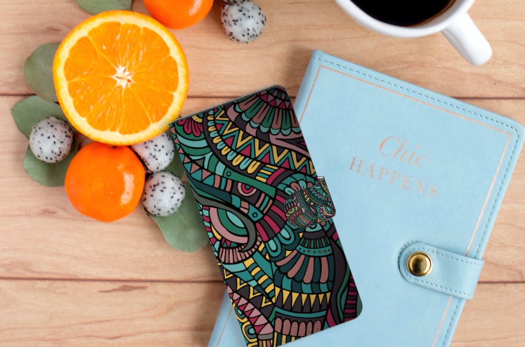 Samsung Galaxy S24 Ultra Telefoon Hoesje Aztec kleurrijk artistiek design bovenaanzicht