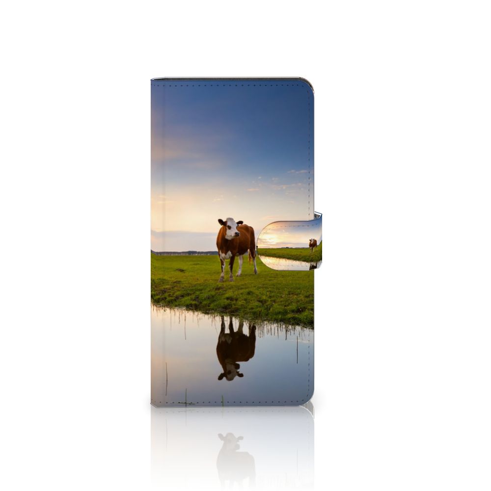 Samsung Galaxy S24 Ultra Telefoonhoesje met Pasjes Koe telefoonhoesje koe weiland aanzicht