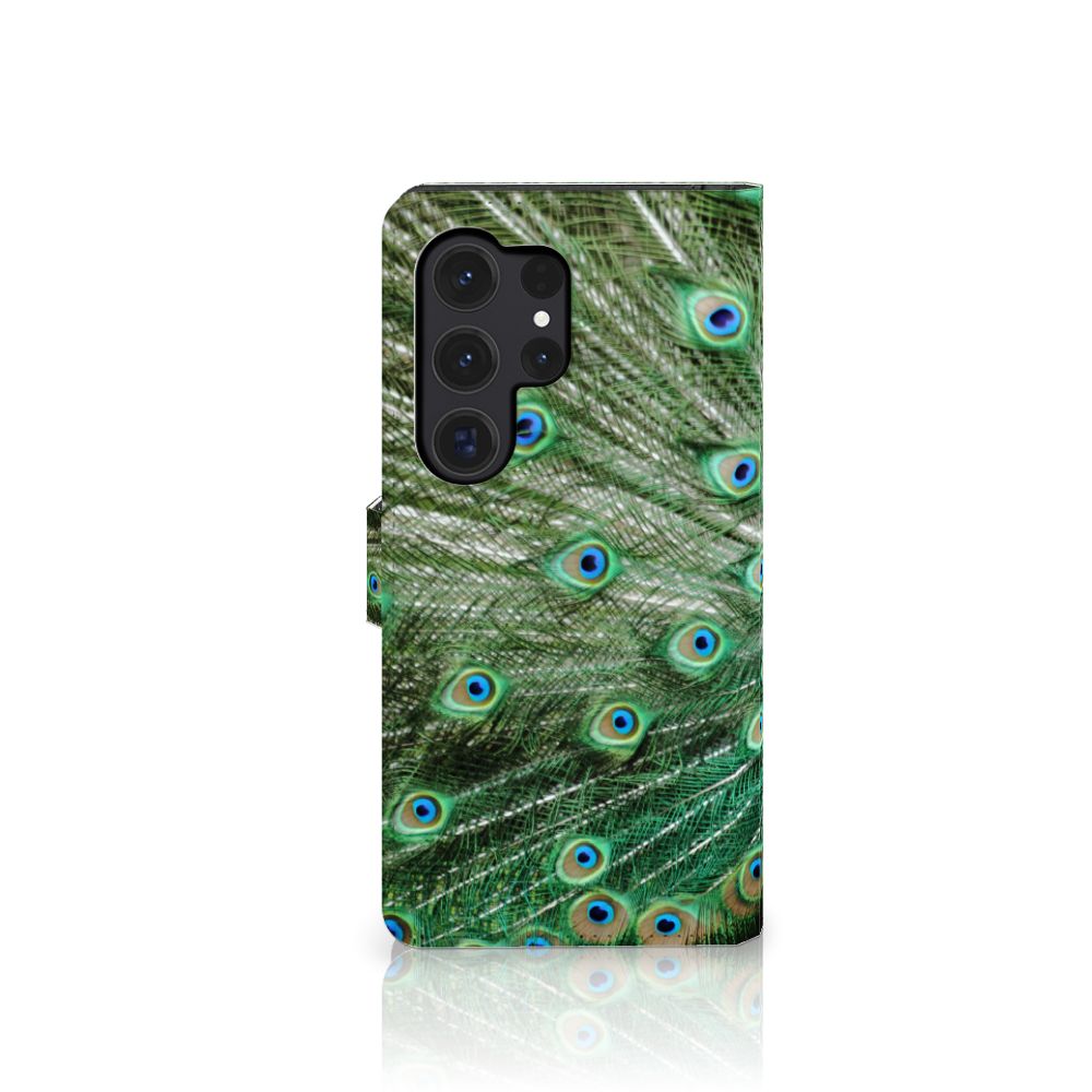 Samsung Galaxy S24 Ultra Telefoonhoesje met Pasjes Pauw - Prachtige pauwenprint voor bescherming en stijl.