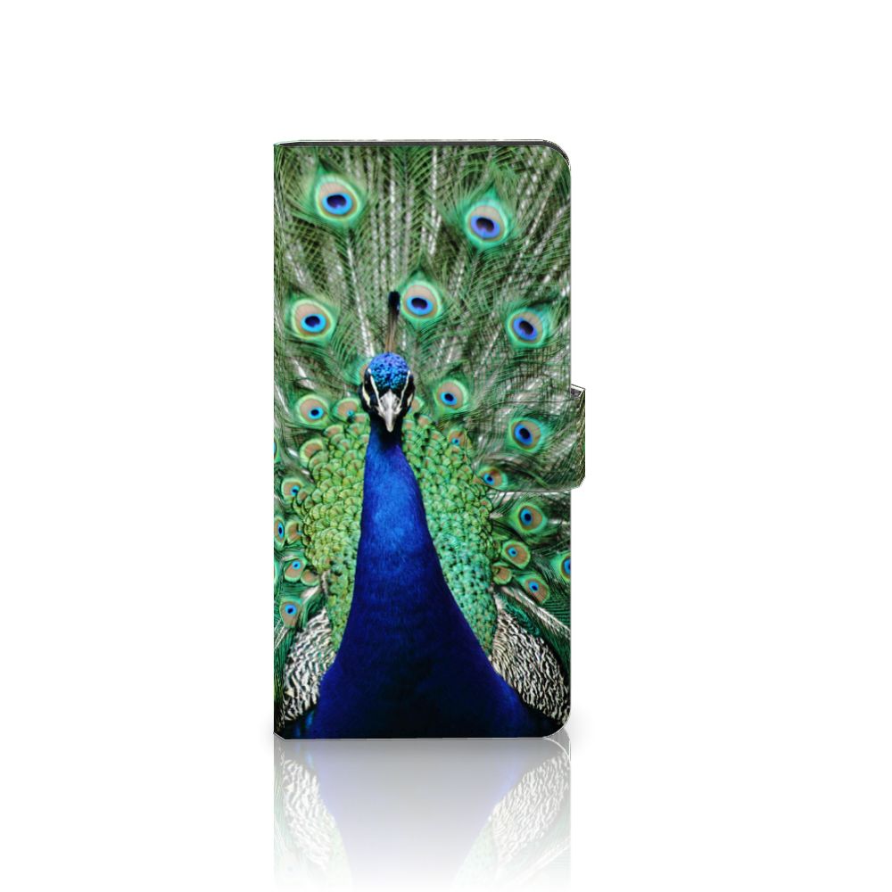 Samsung Galaxy S24 Ultra Telefoonhoesje met Pasjes Pauw, prachtige en duurzame hoes met pauwdesign 🌿.
